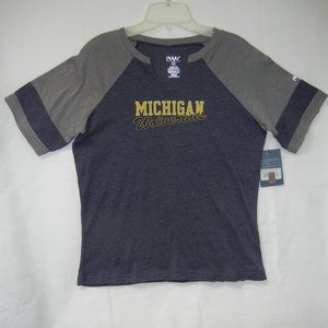 NEW! U of M Wmn Sz M Short Sleeve Wolverines V Neck University of Michigan NWT